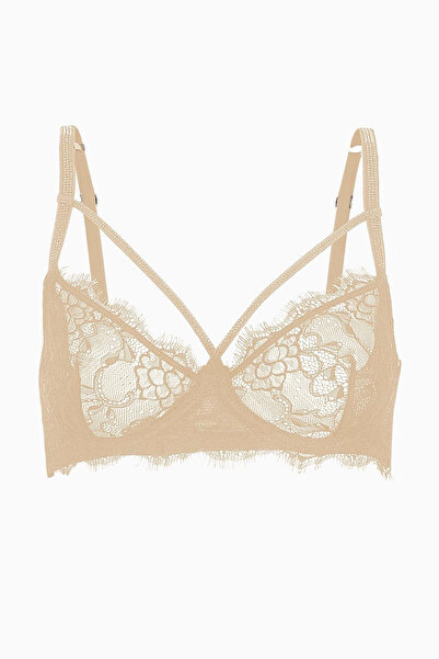 Weweus Stripe Detailed Lace Bra - Without Pad - Fashion - 2570 - Skin