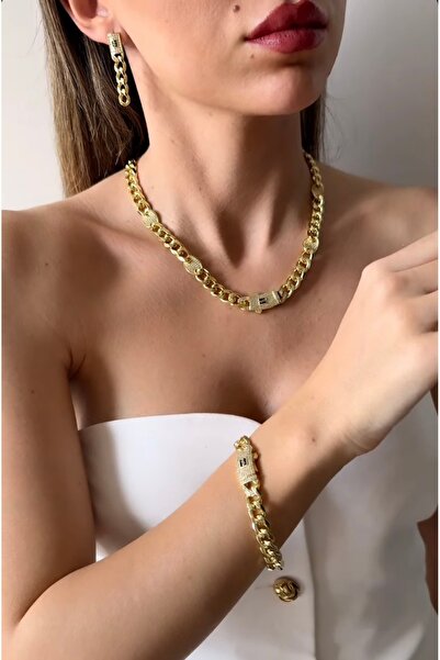 STELLE 14K Gurmet Kolye Bileklik Küpe Set