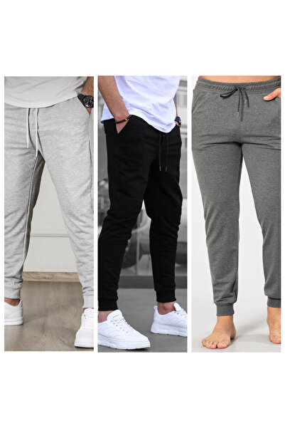GOLSREY 3-Piece Men's Ribbed Leg Relaxed Fit Sweatpants (Regenerated Fabric)
