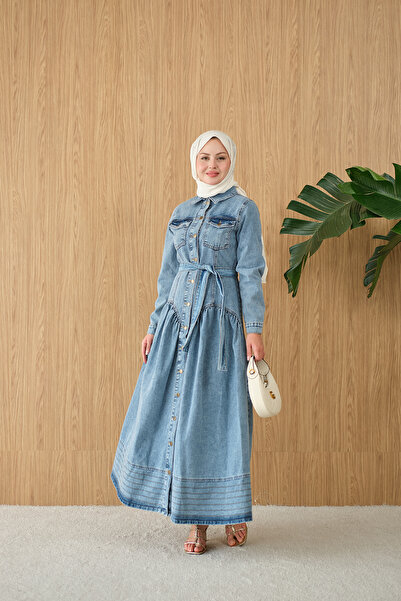 LOCCO Women's Double Pocketed Waist Drawstring and Stitching Detail Buttoned ...