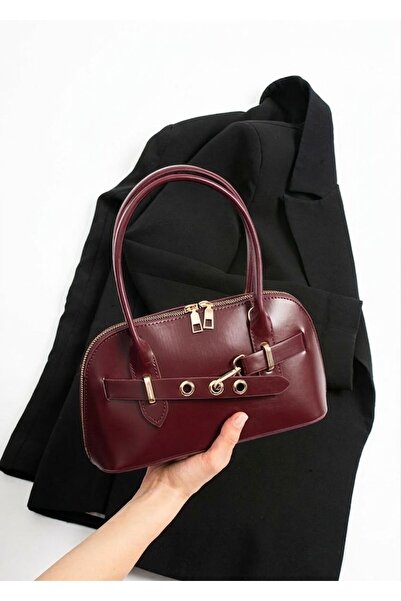 Zealous Με λεπτομέρεια ζώνης Βουργουνδία Vegan Δερμάτινο Γυναικεία Τσάντα χιαστί