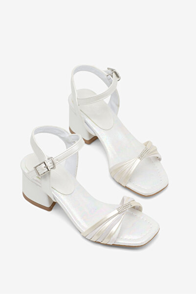 Tonny Black Girl's PU Sole Stone Detailed Accessories Heeled Shoes