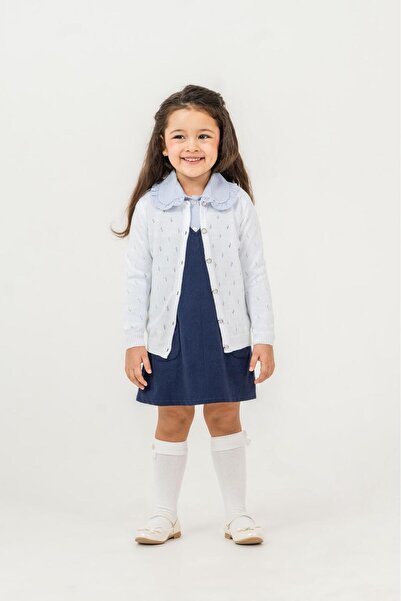 Minoviababykids KIZ ÇOCUK İNCE AJURLU DÜĞMELİ TRİKO HIRKA