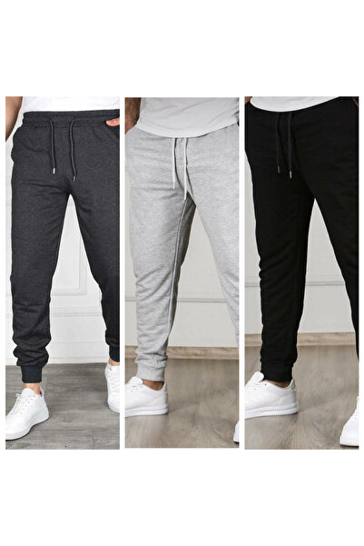 GOLSREY 3-Piece Men's Ribbed Leg Relaxed Fit Sweatpants (Regenerated Fabric)