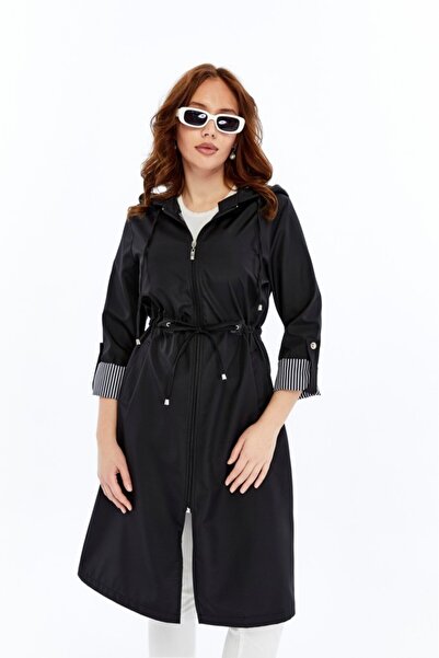 Jamila Hooded Zippered Women's Sports Trench Coat