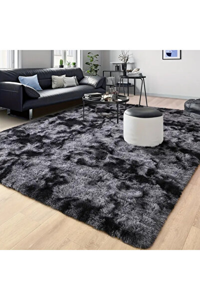 Magdeal Premium Fluffy Rug , Black 200x280cm