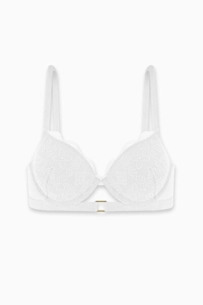 Weweus Andes Metal Accessory Lace Bra - Extra Push Up, Padded - 2576 - Ecru