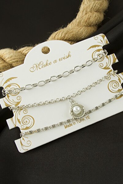 Bijuteri Net Oyster Pearl Chain Bracelet 3 Pieces