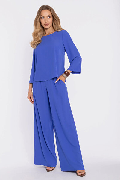 Made of Emotion High-waisted palazzo pants with an elastic waistband - blue