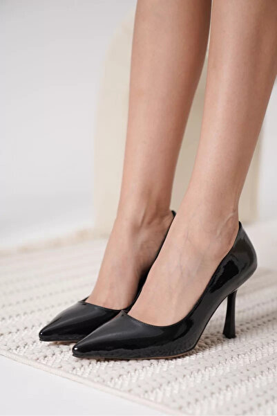 Belinora Women's Black Wrinkled Patent Leather Stiletto Tr08Ms26E