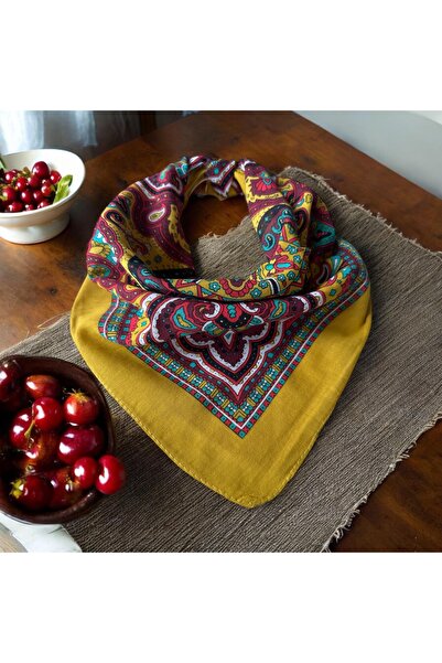 ALS Tasarım Dünyası Purple Color Patterned 100% Cotton Bandana