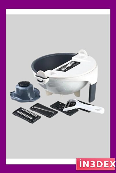 İN3DEX 5-Function Rotary Bowl Vegetable Chopper and Grater