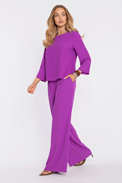 Made of Emotion High-Leg Palazzo Pants with Elastic Waist - lavender