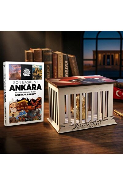 Son Başkent Ankara ve Atatürk Büstlü Ahşap Anıtkabir Işıklı Maket