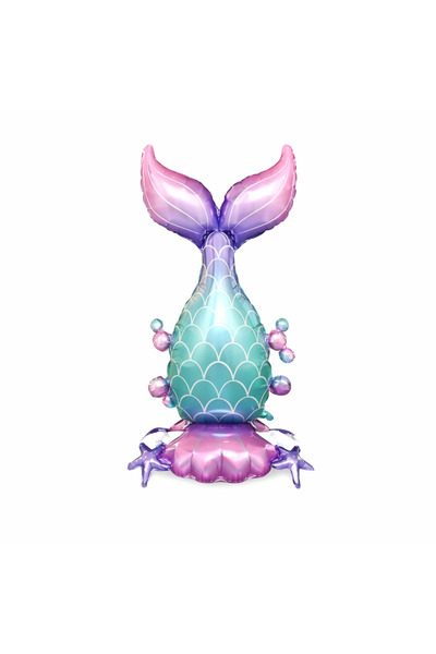 Parti dolabı Mermaid Tail Foil Balloon with Stand, Mermaid Birthday Party Bal...