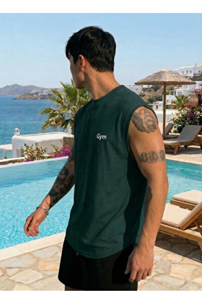 BUWOM Tricou pentru bărbați, cu imprimeu GYM, cu mâneci scurte și decolteu ti...