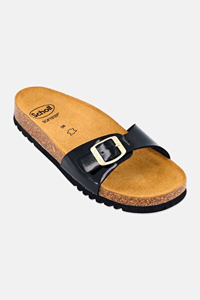 Scholl صندل إستيل النسائي ذو الإبزيم القابل للتعديل، أسود