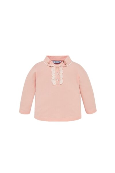 MAYORAL Bluză roz pentru fetiță cu flori brodat la guler și dantelă 92cm