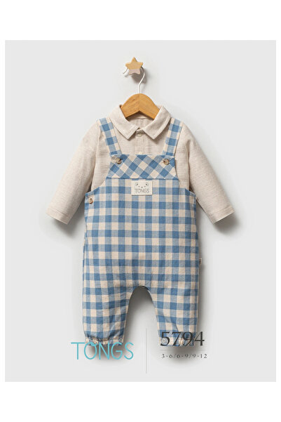 Tongs Baby Baby Boy Plaid Checked Salopet Body Suit Blue 5794