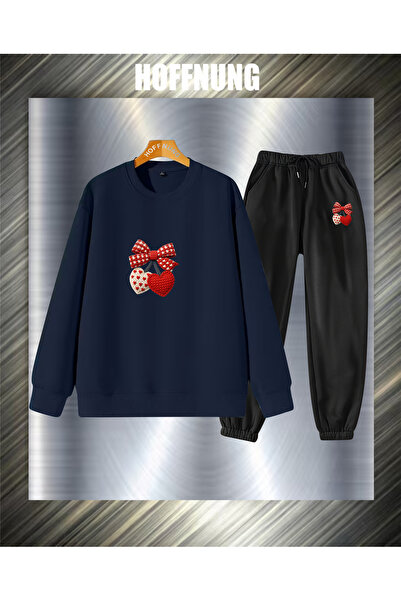 HOFFNUNG Unisex Casual Tracksuit Set 2Hearts Outdoor Full Sweatshirt