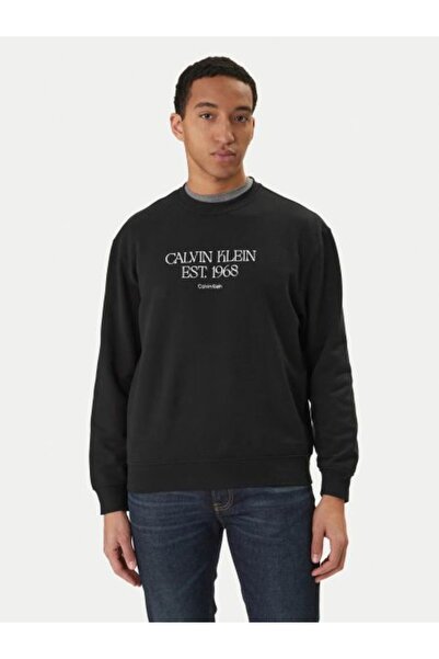Calvin Klein SİYAH BASKILI ERKEK SWEATSHIRT