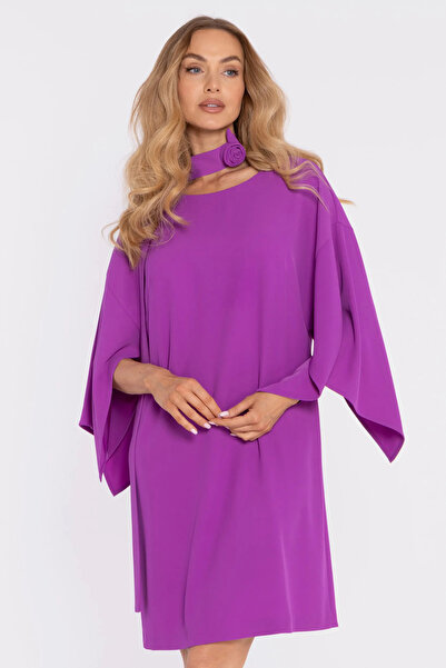 Made of Emotion Dress with wide sleeves and decorative Belt - lavender
