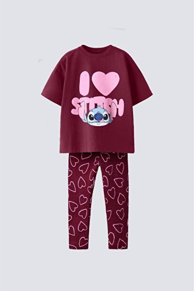 ARBİ kids Комплект за момичета със „Стич“ – късоръкавен, изцяло от памук, с клин