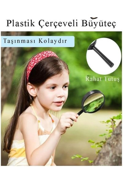Tahtakale Dünyası Plastic Strappy Glass Lens 10 cm Handheld Pocket Bag Reading 5X Reading Magnifier Practical Convenient