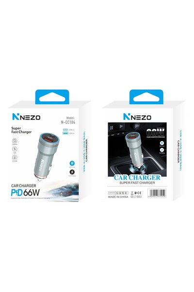 NEZO N-CC104 66W Super Fast Car Charger - Dual Port USB-C PD & USB-A - Metal ...