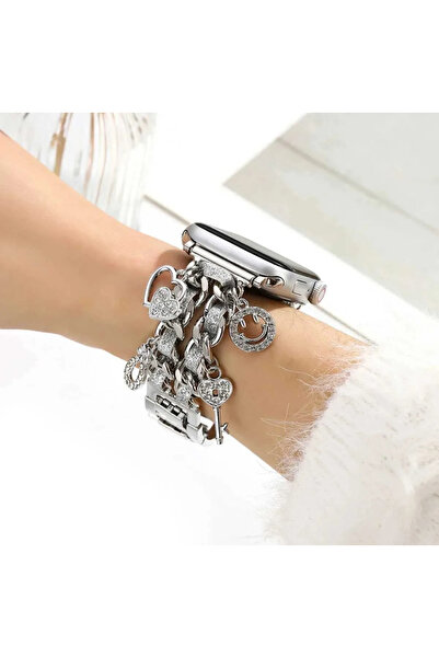 Bushco Store Watch Charmlı 44-45-49Mm watch 10-11 46mm Gümüş Çelik Kordon