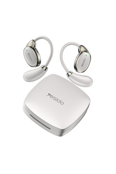 Yesido Open-Ear Audio Earbuds, Bluetooth 5.4, IPX5, 24h Battery Life, White