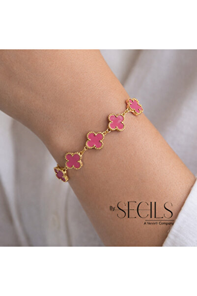 VENİV Stainless steel premium pink clover bracelet