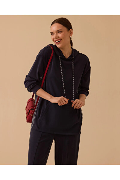 SCL Kapüşonlu Arka Çizgili Sweatshirt