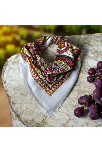 ALS Tasarım Dünyası Purple Color Patterned 100% Cotton Bandana