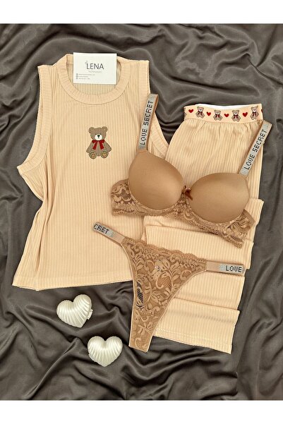 Lena Homewears Women's Underwear and Lingerie Suspender C Cropped Pajama Set