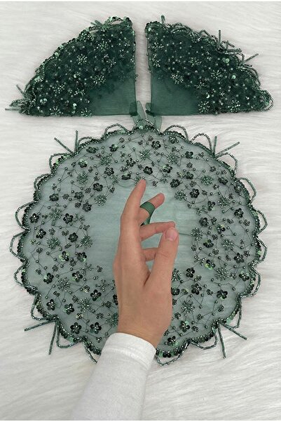 ZEYMERADE Emerald Green Bride Groom Handkerchief Sequins Pearl Crystal Stone ...