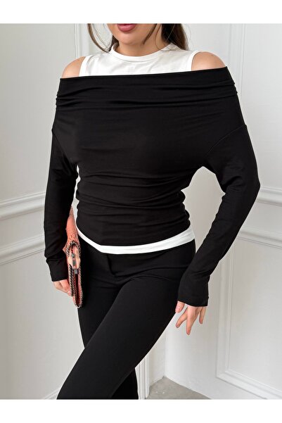 ÖNER Women's New Season Sweatshirt with Pleated Detail on the Shoulder and Bo...