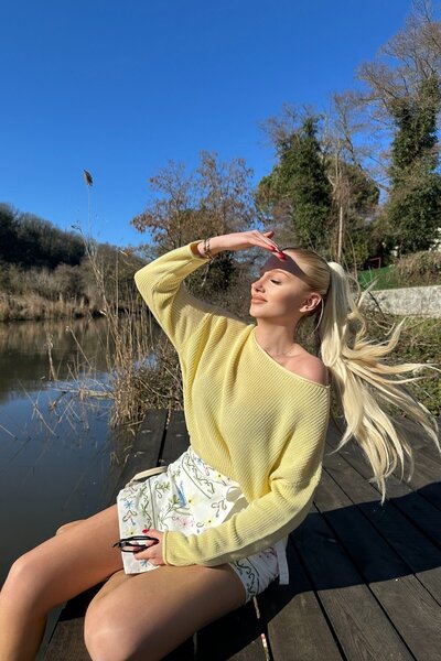 lizge giyim Kayik Yaka Basic Knitwear Sweater