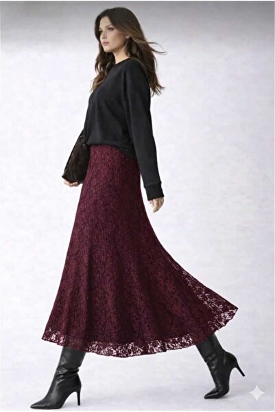 greymoda Lace High Waist Elastic Comfortable Skirt