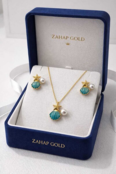 ZAHAP GOLD 925 AYAR GÜMÜŞ KUTUP YILDIZI İNCİLİ SET
