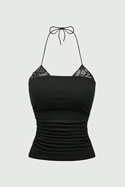 Gofeel Dantel Ekli Bağlamalı Y2K Askılı Crop