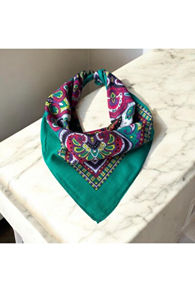 ALS Tasarım Dünyası Purple Color Patterned 100% Cotton Bandana