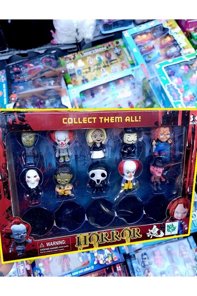 OYUNCAKSAHİLİ Korku Film Karakterleri Mini 10 Adet Oyuncak Figür Chucky Teste...