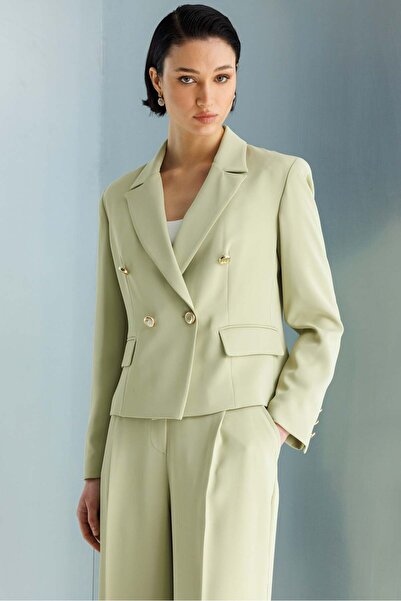 Moda İlgi Modailgi Mono Yaka Kruvaze Ceket - 40050 Mint