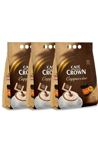Cafe Crown كابتشينو 25 جرام × 20 قطعة مع كوب هدية × 3 قطع
