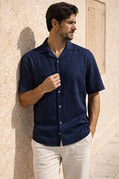 Valiberta Doris Oversized Kalıp Odessa Kumaş Resort Collar Short Sleeve Men's...