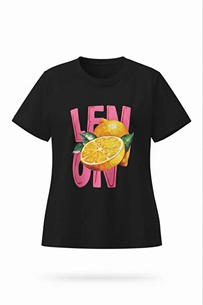 Miss Poem Γυναικείο μπλουζάκι μαύρο λεμόνι με τύπωμα Βαμβάκι