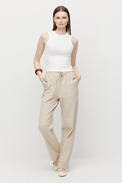 PAULMARK Women's Elastic Waist Linen Trousers