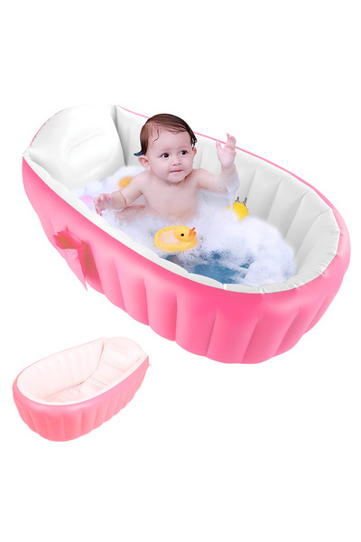 Teno Cădiță de baie gonflabilă roz pentru bebeluși cu accesorii, distracție ș...