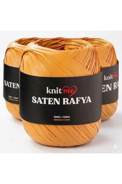knitme 3-Pack Satin Raffia Rope Camel 100 Gr 125 Mt